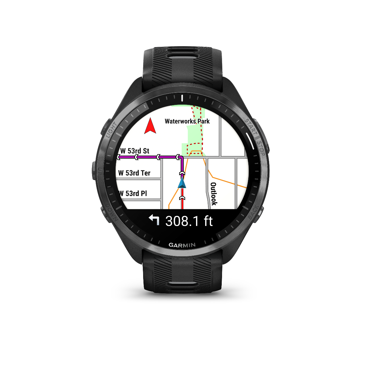 Garmin Forerunner 965, Carbon Gray DLC Titanium Bezel with Black Case and Black/Powder Gray Silicone Band