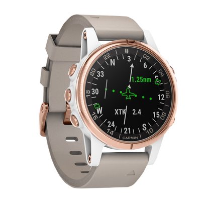 Garmin D2 Delta S Aviator, Beige Leather Band, GPS Smartwatch for Pilots (010-01987-30)