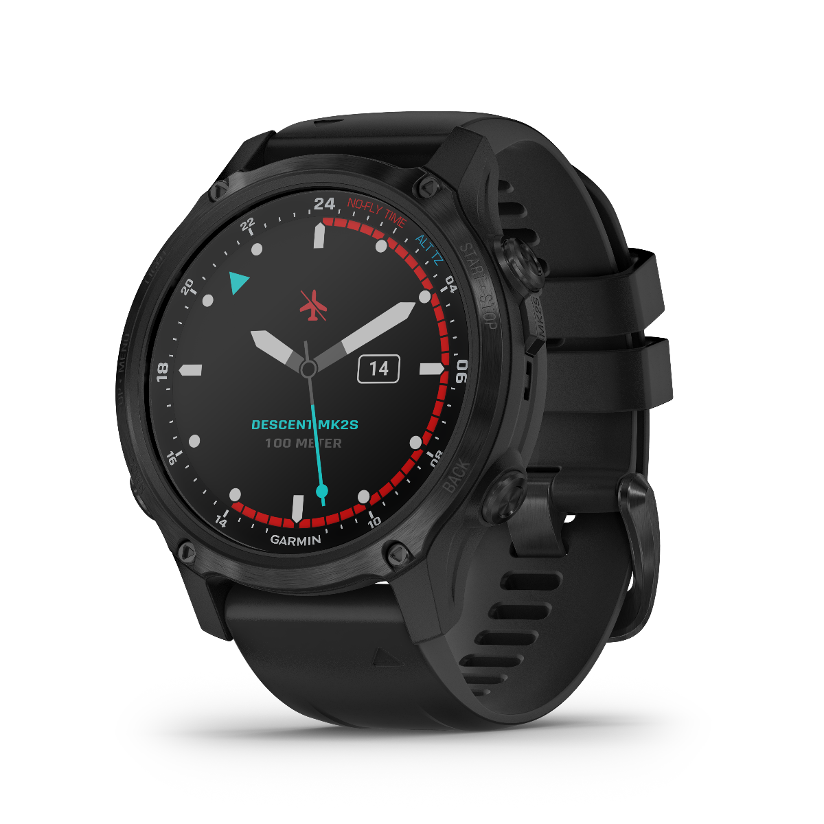 Garmin Descent Mk2S, Carbon Gray DLC avec bracelet en silicone noir, montre intelligente marine pour plongeurs (010-02403-03)