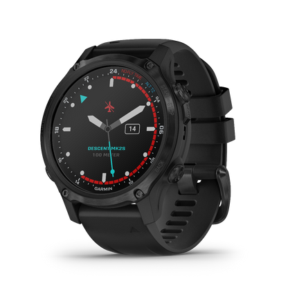 Garmin Descent Mk2S, Carbon Gray DLC avec bracelet en silicone noir, montre intelligente marine pour plongeurs (010-02403-03)