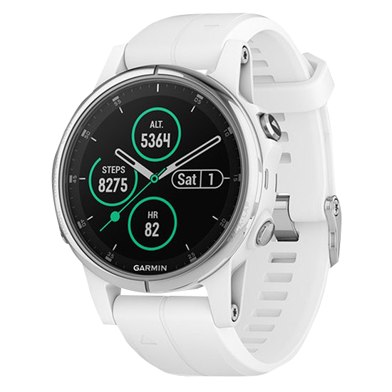 Garmin Fenix ​​5S Plus Sapphire White avec bracelet blanc Carrara (010-01987-00)