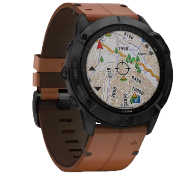 Garmin Fenix 6X Sapphire Black DCL with Chestnut Leather Band (010-02157-13)