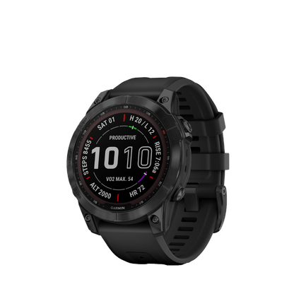 Garmin Fenix 7 Sapphire Solar, Black Titanium with Black Band (Garmin Certified Refurbished)