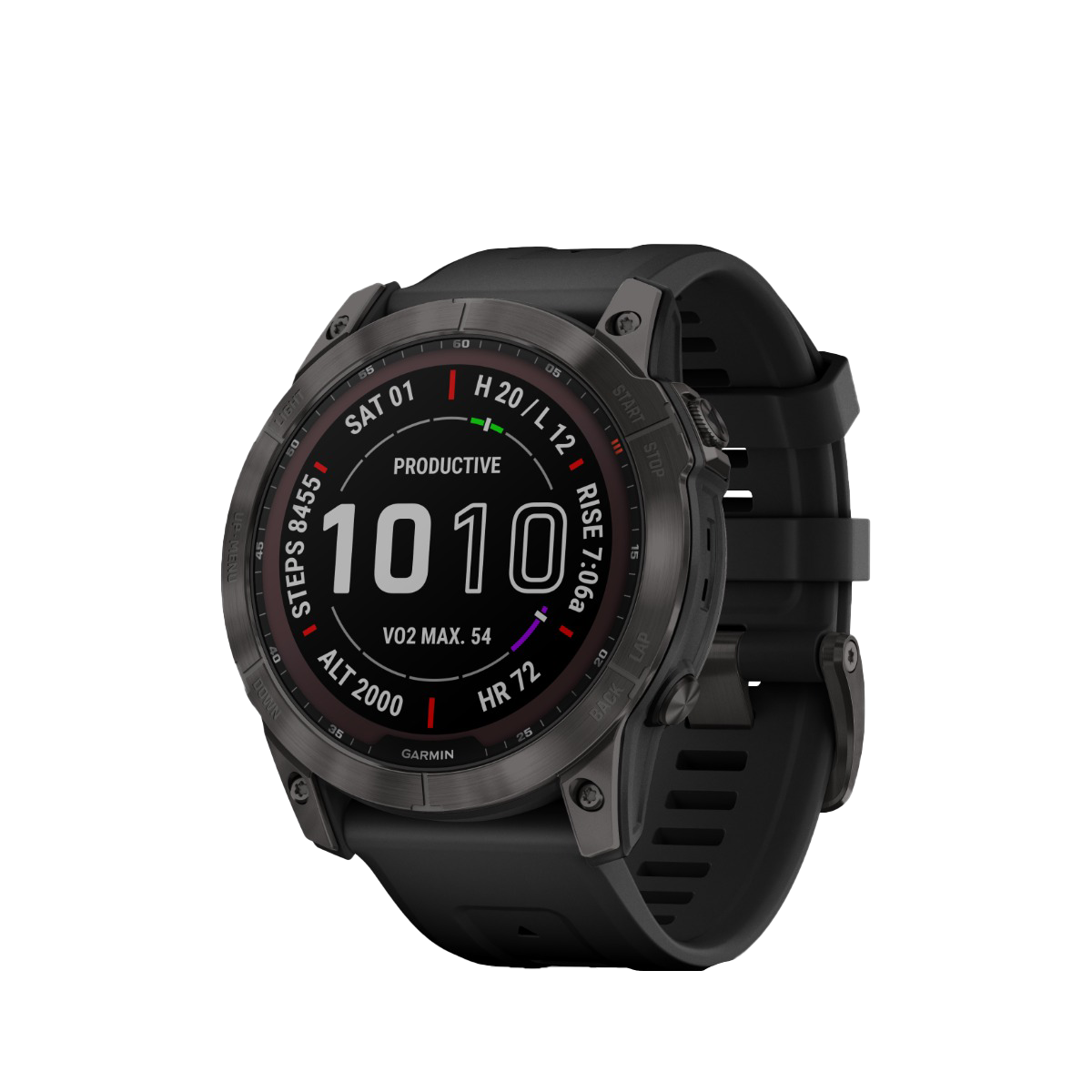 Garmin Fenix ​​7X Sapphire Solar - Gris carbone DLC Titanium avec bracelet noir (010-02541-10)