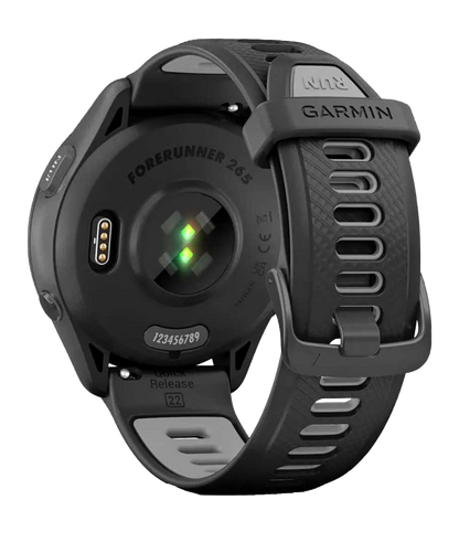 Garmin Forerunner 265, lunette/boîtier noir avec bracelet noir/gris poudré, montre connectée GPS de fitness pour coureurs (010-02810-00)