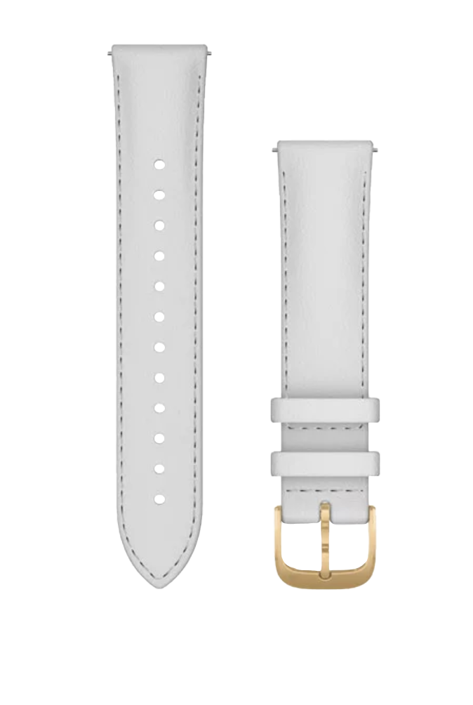 Garmin Quick Release Bands (20 mm) White Italian Leather w/ 24K Gold PVD