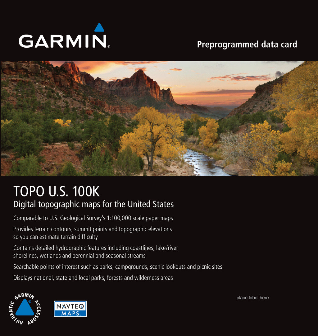 Garmin TOPO U.S. 100K - Full Coverage, microSD Card