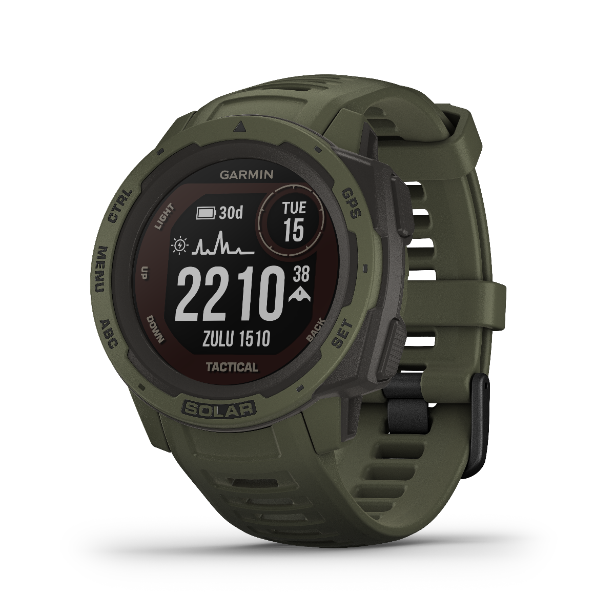 Montre connectée GPS robuste Garmin Instinct Solar Tactical Edition, Moss (reconditionnée et certifiée Garmin)