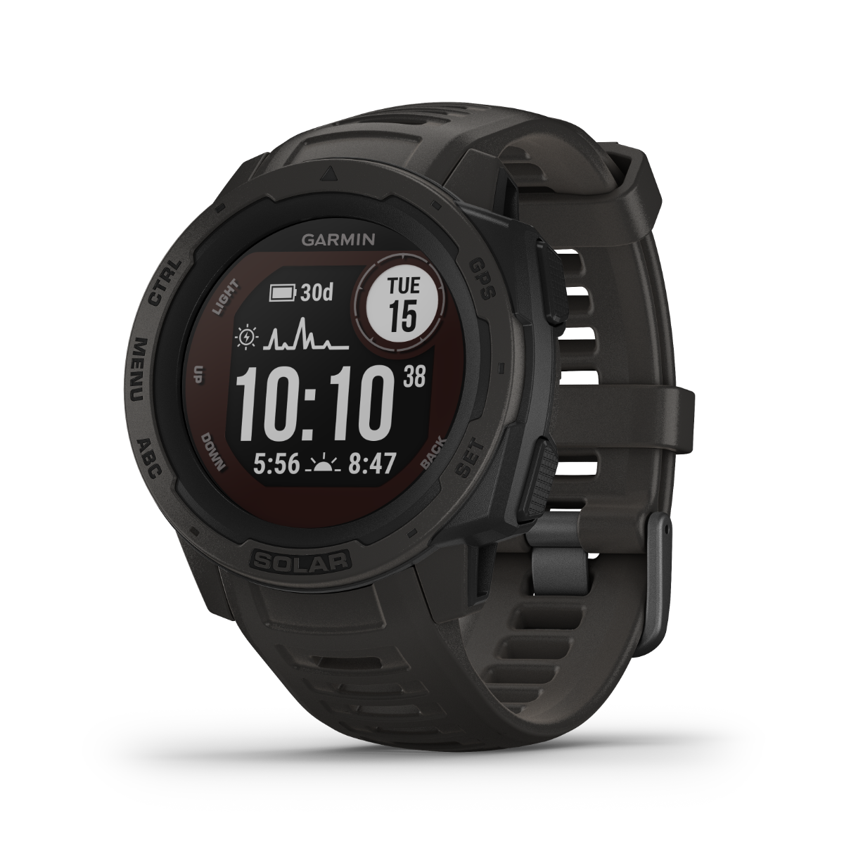 Garmin Instinct Solar, Graphite, Rugged GPS Smartwatch (Garmin Certified Refurbished)