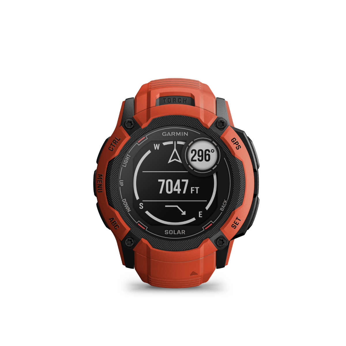 Garmin Instinct 2X Solar, Flame Red, montre intelligente GPS robuste avec GNSS multibande, lampe de poche intégrée, surveillance de la santé 24h/24 et 7j/7 et autonomie illimitée de la batterie solaire (010-02768-00)