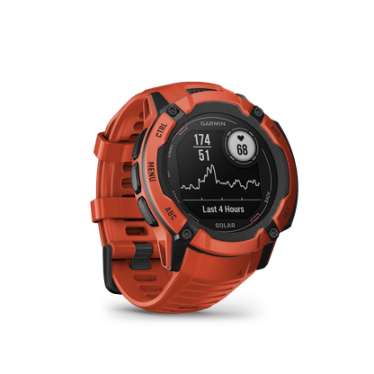 Garmin Instinct 2X Solar, Flame Red, montre intelligente GPS robuste avec GNSS multibande, lampe de poche intégrée, surveillance de la santé 24h/24 et 7j/7 et autonomie illimitée de la batterie solaire (010-02768-00)