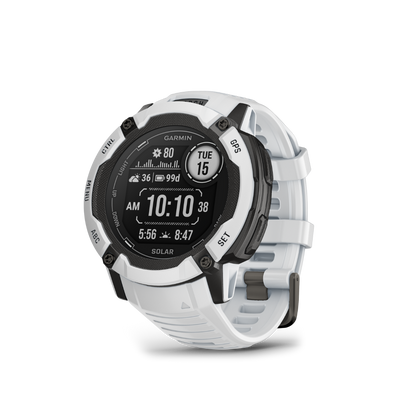 Garmin Instinct 2X Solar, Whitestone, montre intelligente GPS robuste avec GNSS multibande, lampe de poche intégrée, surveillance de la santé 24h/24 et 7j/7 et autonomie illimitée de la batterie solaire (010-02805-14)