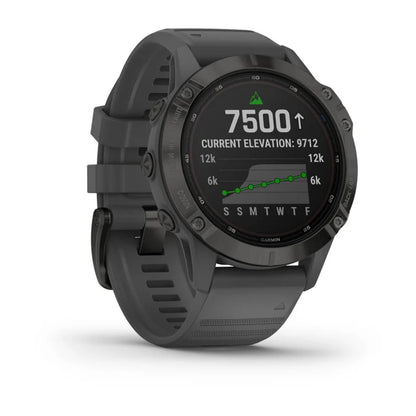 Garmin Fēnix 6, Pro Solar Edition Noir avec bracelet gris ardoise (reconditionné certifié Garmin) 