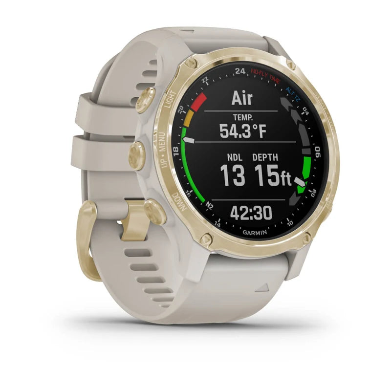 Garmin Descent Mk2S Light Gold avec bracelet en silicone Light Sand (reconditionné certifié Garmin)