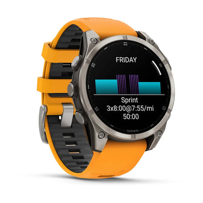 Garmin Fenix ​​8, 47 mm AMOLED Sapphire, titane avec bracelet en silicone Spark Orange/Graphite (010-02904-10)