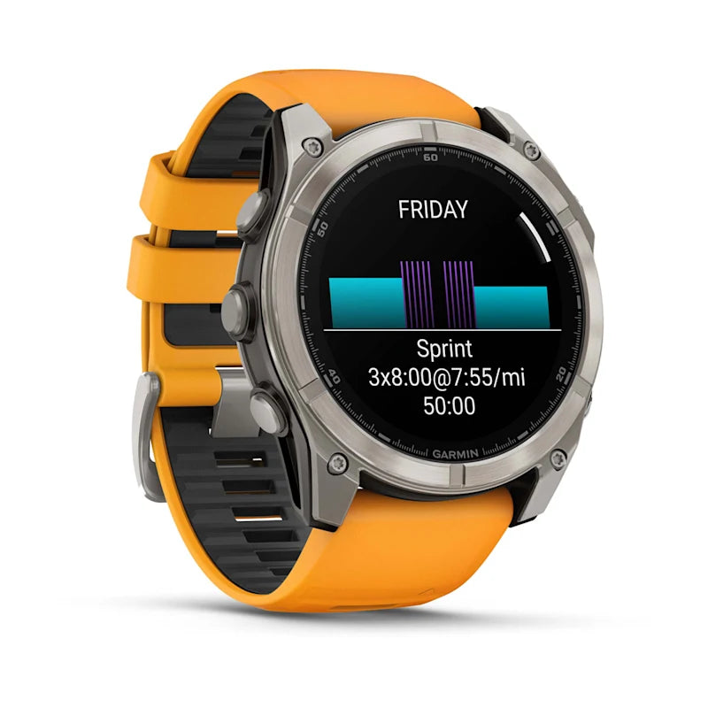 Garmin Fenix 8, 51 mm AMOLED Sapphire, Titanium with Spark Orange/Graphite Silicone Band (010-02905-10)