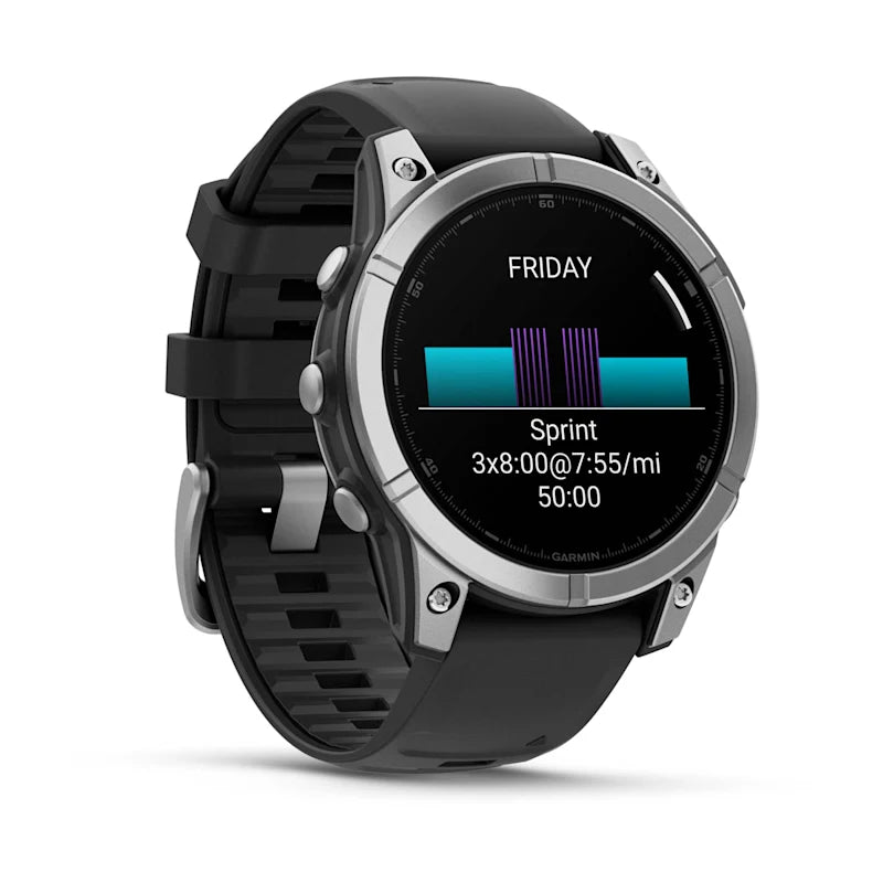 Garmin Fenix E, 47 mm AMOLED, Stainless Steel with Black Silicone Band (010-03025-02)