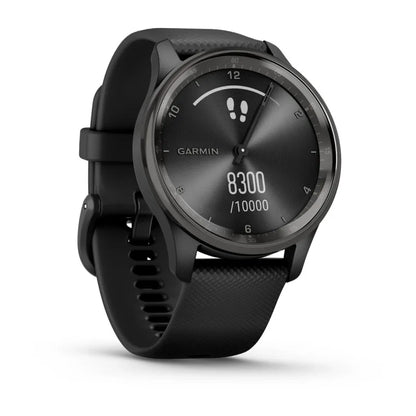 Garmin Vívomove Trend Slate Lunette en acier inoxydable avec boîtier noir et bracelet en silicone (remis à neuf certifié Garmin) 