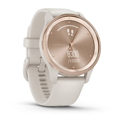 Garmin Vívomove Trend Peach Gold Lunette en acier inoxydable avec boîtier ivoire et bracelet en silicone (remis à neuf certifié Garmin) 