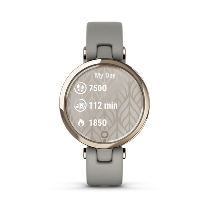 Garmin Lily - Classic Edition Cream Gold Bezel with Braloba Gray Case and Italian Leather Band