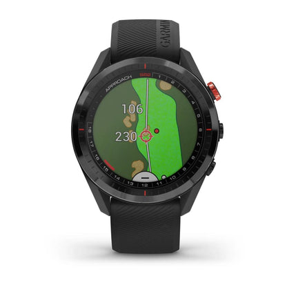 Garmin Approach S62 Lunette en céramique noire avec bracelet en silicone noir (remis à neuf certifié Garmin)