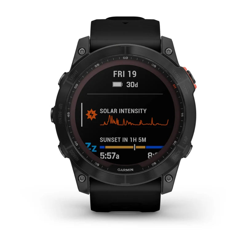 Garmin Fēnix 7X, édition solaire Gris ardoise avec bracelet noir (reconditionné certifié Garmin) 