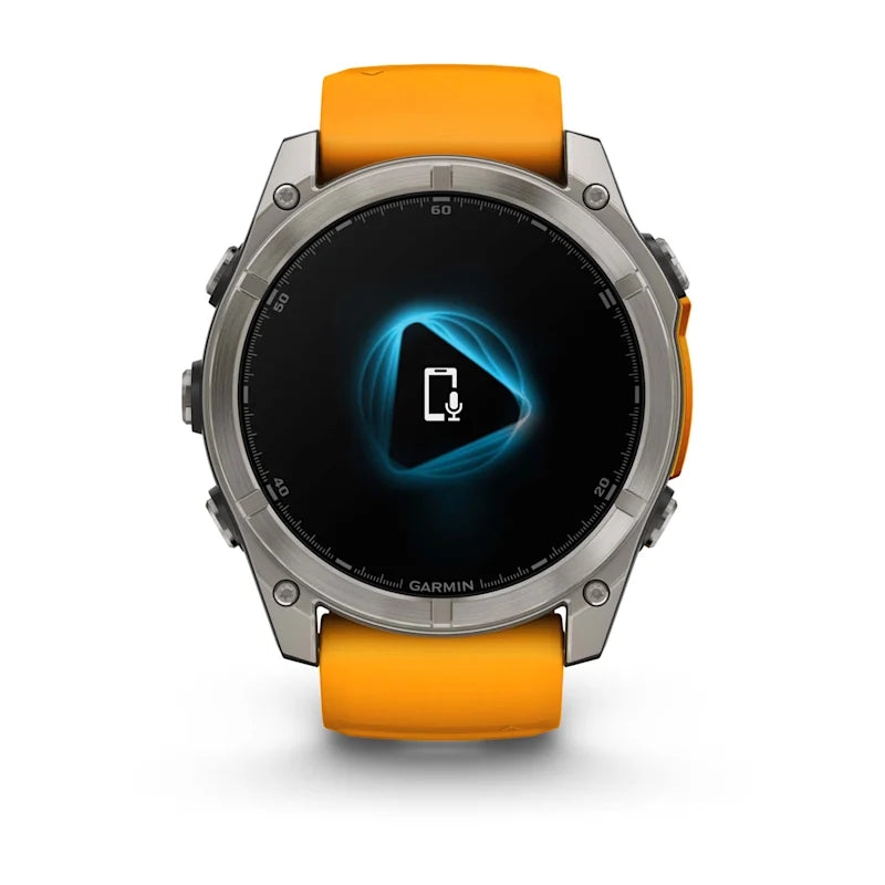 Garmin Fenix 8, 51 mm AMOLED Sapphire, Titanium with Spark Orange/Graphite Silicone Band (010-02905-10)