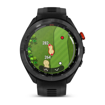 Garmin Approach S70, lunette en céramique noire/rouge de 47 mm avec bracelet en silicone noir (010-02746-02)