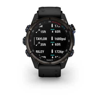 Garmin Descent Mk3i, 43 mm Carbon Gray DLC Titanium with Black Silicone Band (010-02753-10)