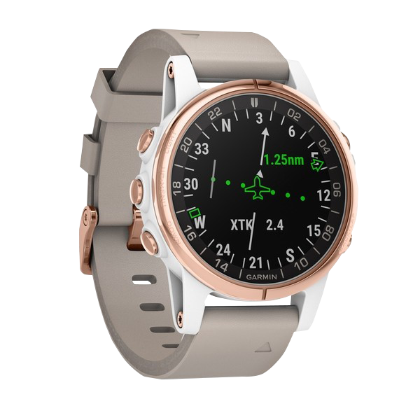 Garmin D2 Delta S Aviator, Beige Leather Band, GPS Smartwatch for Pilots (010-01987-30)