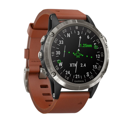 Garmin D2 Delta Aviator, Brown Leather Band, GPS Smartwatch for Pilots (010-01988-30)