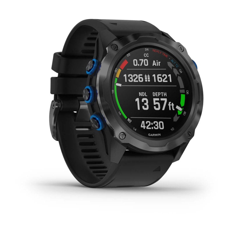 Garmin Descent Mk2i Titanium Carbon Gray DLC avec bracelet noir (remis à neuf certifié Garmin)