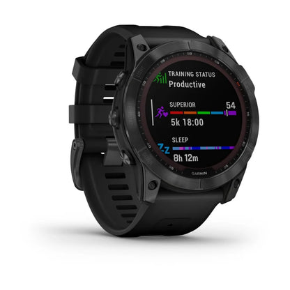 Garmin Fēnix 7X, édition solaire Gris ardoise avec bracelet noir (reconditionné certifié Garmin) 