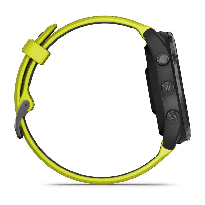 Garmin Forerunner 965, Carbon Gray DLC Titanium Bezel with Black Case and Amp Yellow/Black Silicone Band (010-02809-02)