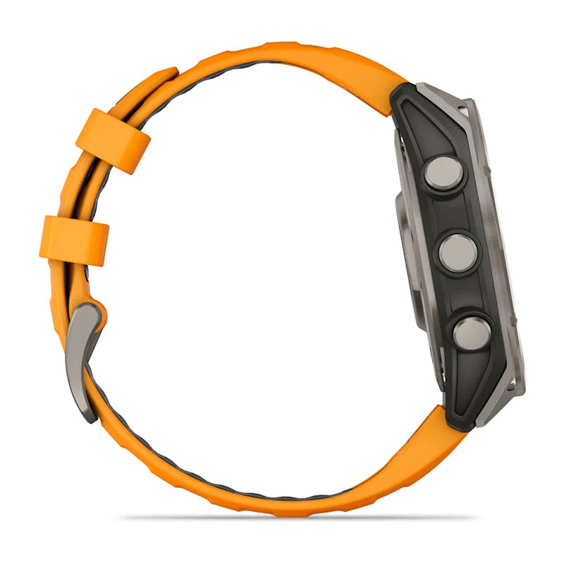 Garmin Fenix ​​8, 47 mm AMOLED Sapphire, titane avec bracelet en silicone Spark Orange/Graphite (010-02904-10)