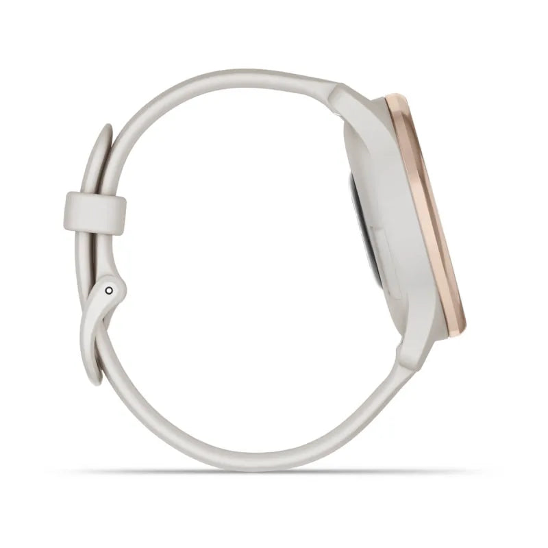 Garmin Vívomove Trend Peach Gold Lunette en acier inoxydable avec boîtier ivoire et bracelet en silicone (remis à neuf certifié Garmin) 