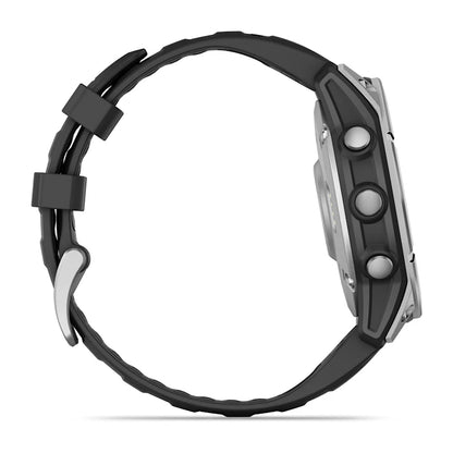 Garmin Fenix E, 47 mm AMOLED, Stainless Steel with Black Silicone Band (010-03025-02)