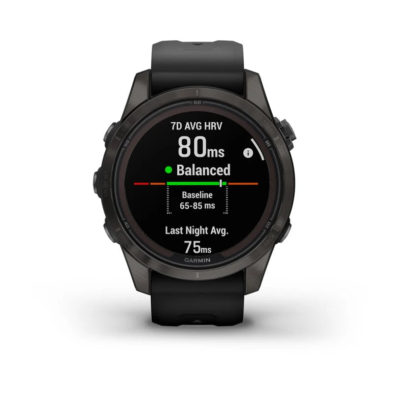 Garmin Fenix 7S Pro Sapphire Solar, Carbon Gray Titanium with Black Band (010-02776-10)