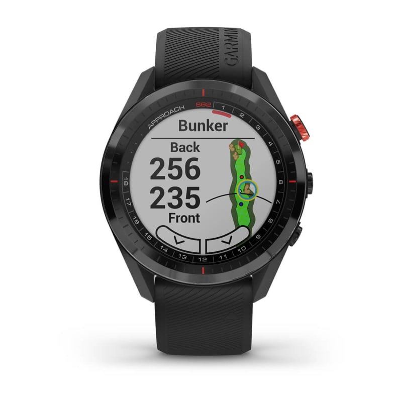 Garmin Approach S62 Lunette en céramique noire avec bracelet en silicone noir (remis à neuf certifié Garmin)