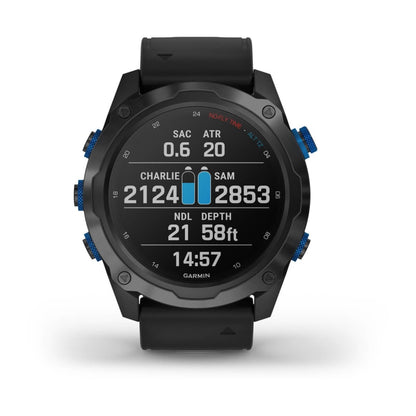 Garmin Descent Mk2i Titanium Carbon Gray DLC avec bracelet noir (remis à neuf certifié Garmin)