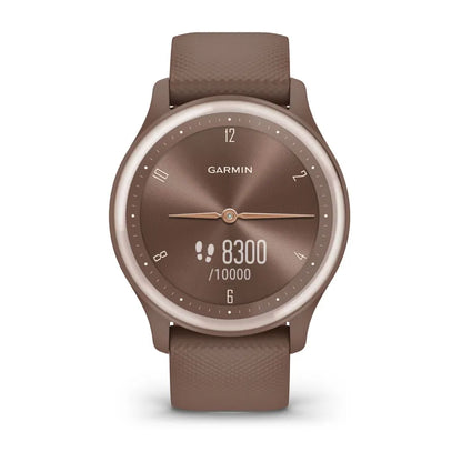 Étui et bracelet en silicone pour Garmin Vívomove Sport en cacao avec accents dorés pêche (reconditionné certifié Garmin) 