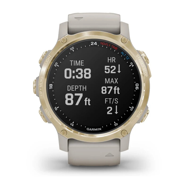 Garmin Descent Mk2S Light Gold avec bracelet en silicone Light Sand (reconditionné certifié Garmin)