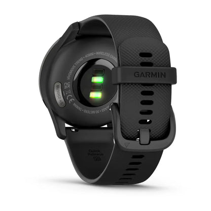 Garmin Vívomove Trend Slate Lunette en acier inoxydable avec boîtier noir et bracelet en silicone (remis à neuf certifié Garmin) 