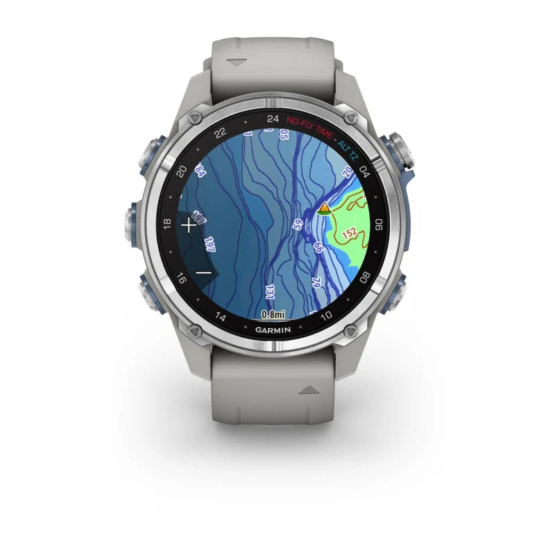 Garmin Descent Mk3, 43 mm Stainless Steel with Fog Gray Silicone Band (010-02753-03)