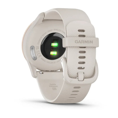 Garmin Vívomove Trend Peach Gold Lunette en acier inoxydable avec boîtier ivoire et bracelet en silicone (remis à neuf certifié Garmin) 