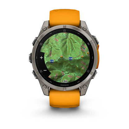 Garmin Fenix ​​8, 47 mm AMOLED Sapphire, titane avec bracelet en silicone Spark Orange/Graphite (010-02904-10)