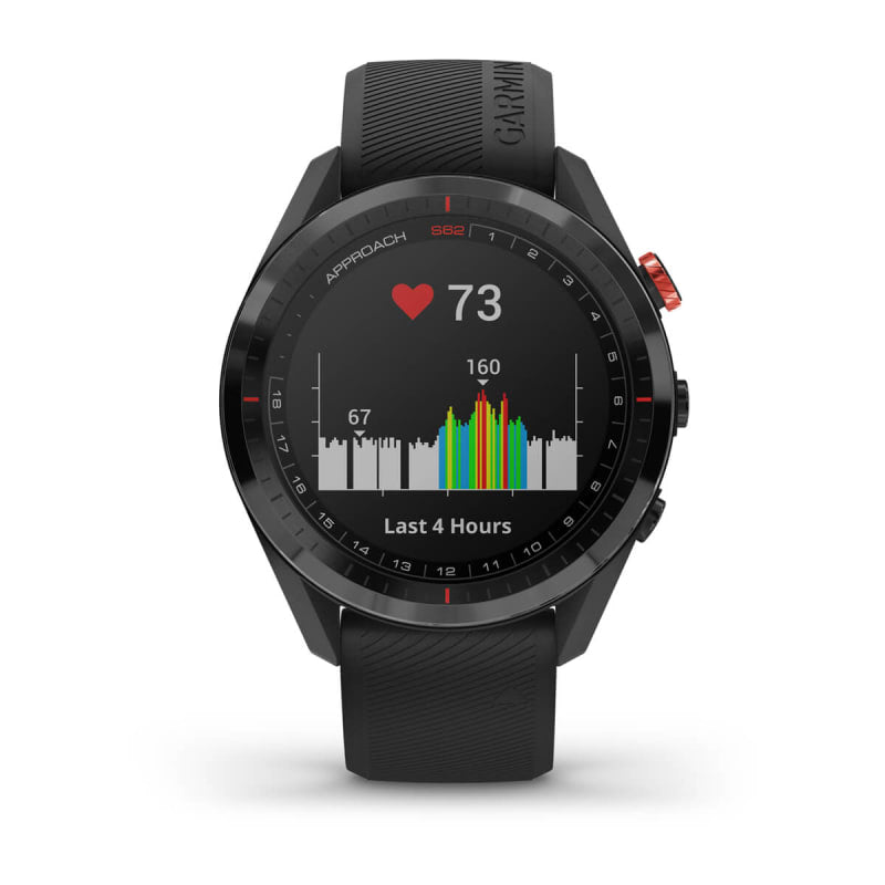 Garmin Approach S62 Lunette en céramique noire avec bracelet en silicone noir (remis à neuf certifié Garmin)