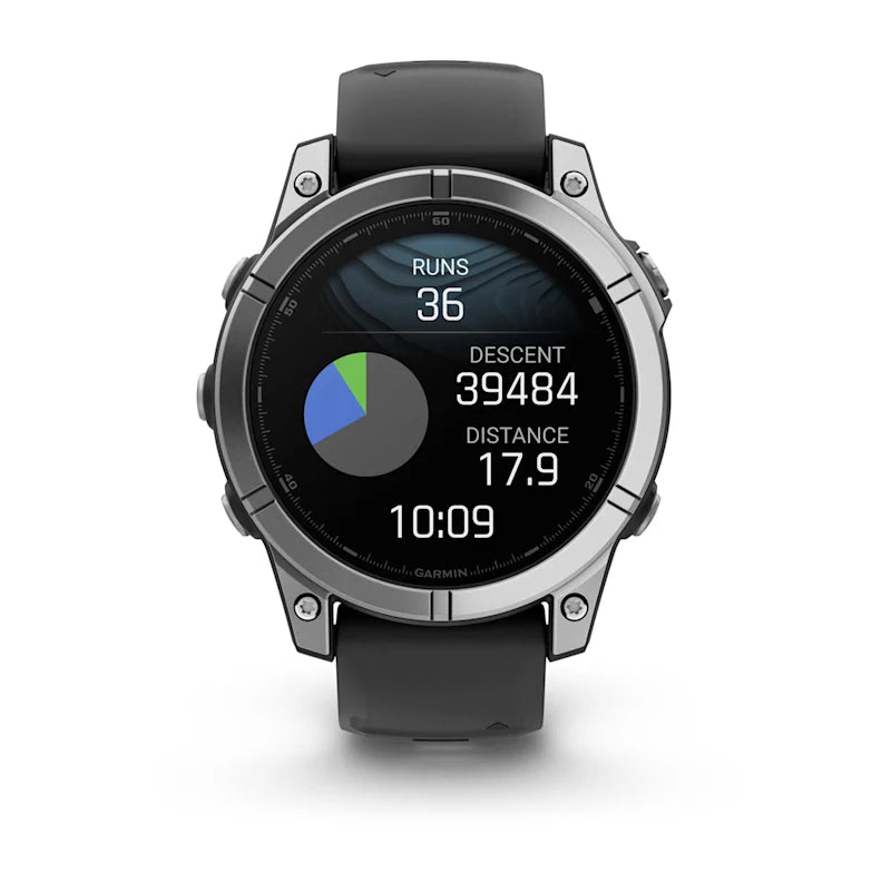 Garmin Fenix E, 47 mm AMOLED, Stainless Steel with Black Silicone Band (010-03025-02)