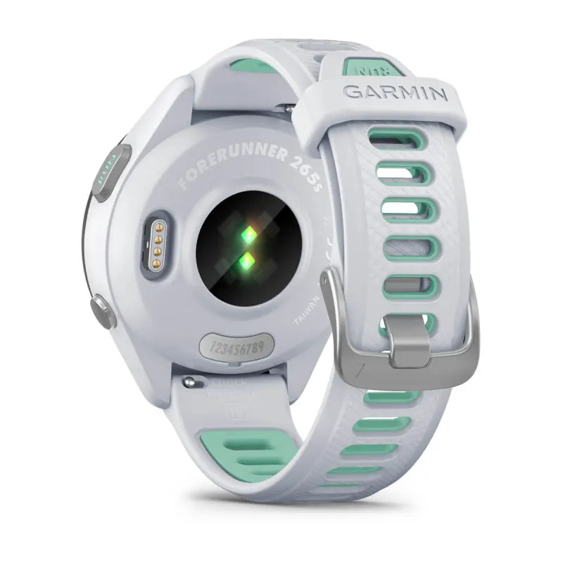 Garmin Forerunner 265S, lunette noire de 42 mm avec boîtier Whitestone et bracelet en silicone Whitestone/Neo Tropic (010-02810-04)