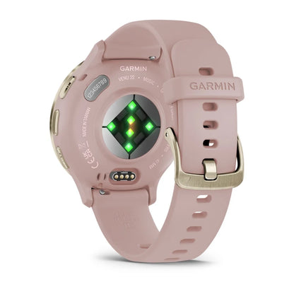 Garmin Venu 3S, 41 mm Soft Gold Stainless Steel Bezel with Dust Rose Case and Silicone Band (010-02785-03)